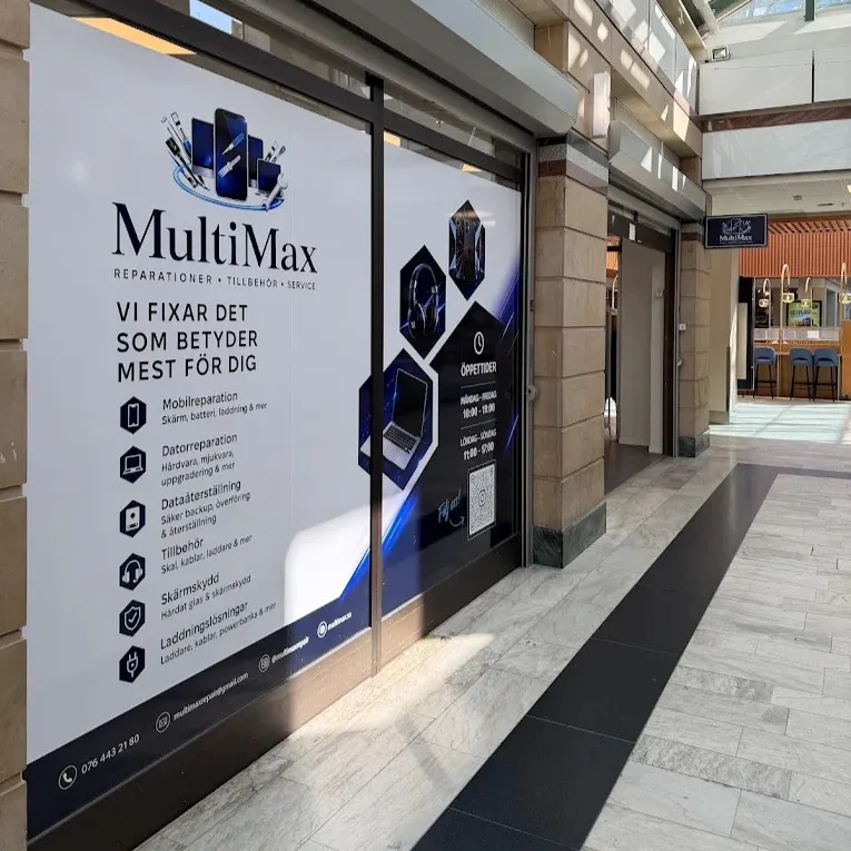 MultiMax-verkstadens fasad i Jakobsberg Centrum